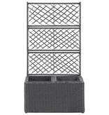 VidaXL Latwerkplantenbak verhoogd met potten 58x30x107 cm rattan zwart