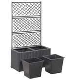 VidaXL Latwerkplantenbak verhoogd met potten 58x30x107 cm rattan zwart