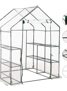 VidaXL Tuinkas met 8 schappen 143x143x195 cm