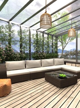 VidaXL 8-delige Loungeset met kussens poly rattan bruin