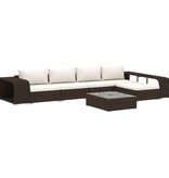 VidaXL 8-delige Loungeset met kussens poly rattan bruin