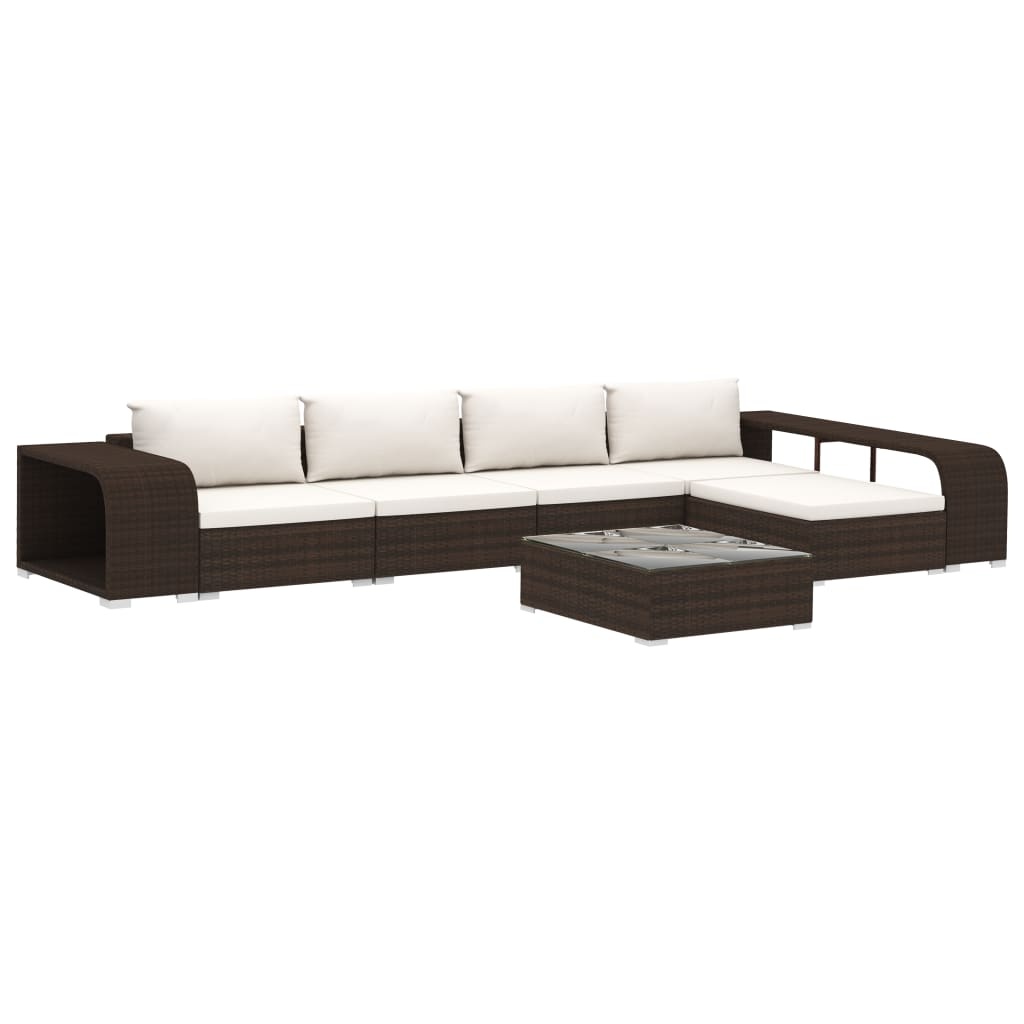 VidaXL 8-delige Loungeset met kussens poly rattan bruin