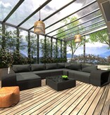 VidaXL 10-delige Loungeset met kussens poly rattan zwart