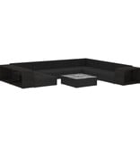 VidaXL 10-delige Loungeset met kussens poly rattan zwart