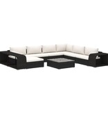 VidaXL 10-delige Loungeset met kussens poly rattan zwart