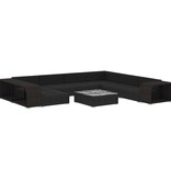 VidaXL 10-delige Loungeset met kussens poly rattan zwart