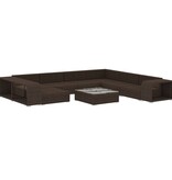 VidaXL 10-delige Loungeset met kussens poly rattan bruin