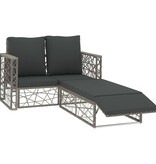 VidaXL 2-delige Loungeset met kussens poly rattan grijs
