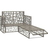 VidaXL 2-delige Loungeset met kussens poly rattan grijs