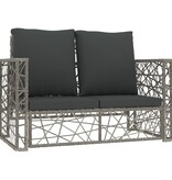 VidaXL 2-delige Loungeset met kussens poly rattan grijs