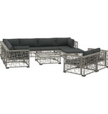 VidaXL 10-delige Loungeset met kussens poly rattan grijs