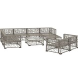 VidaXL 10-delige Loungeset met kussens poly rattan grijs