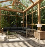 VidaXL 6-delige Loungeset met kussens poly rattan grijs