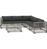 VidaXL 6-delige Loungeset met kussens poly rattan grijs