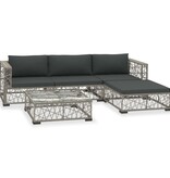 VidaXL 5-delige Loungeset met kussens poly rattan grijs