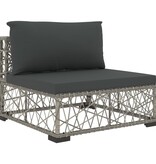 VidaXL 5-delige Loungeset met kussens poly rattan grijs