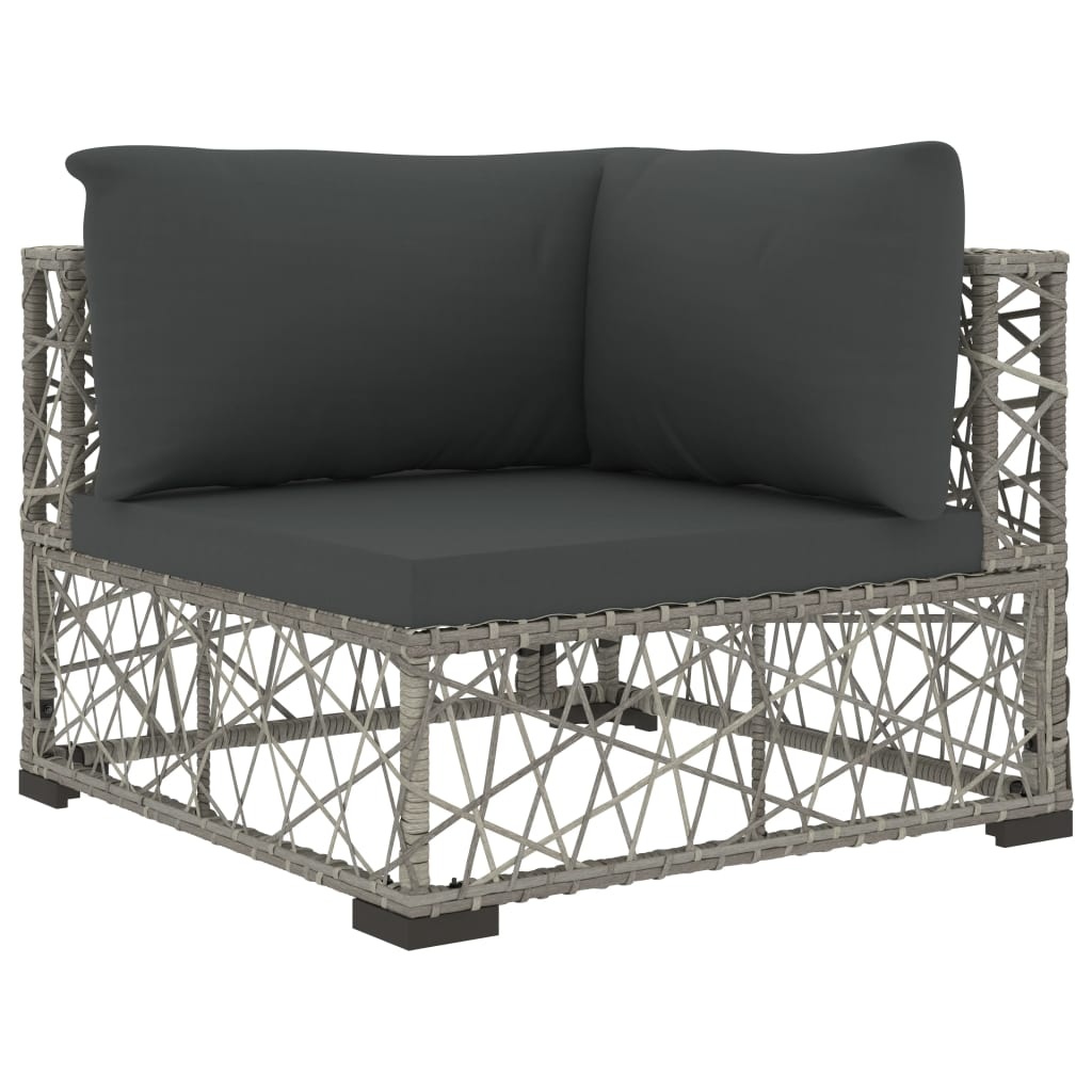 VidaXL 6-delige Loungeset met kussens poly rattan grijs