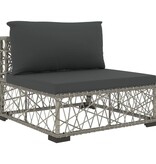 VidaXL 6-delige Loungeset met kussens poly rattan grijs