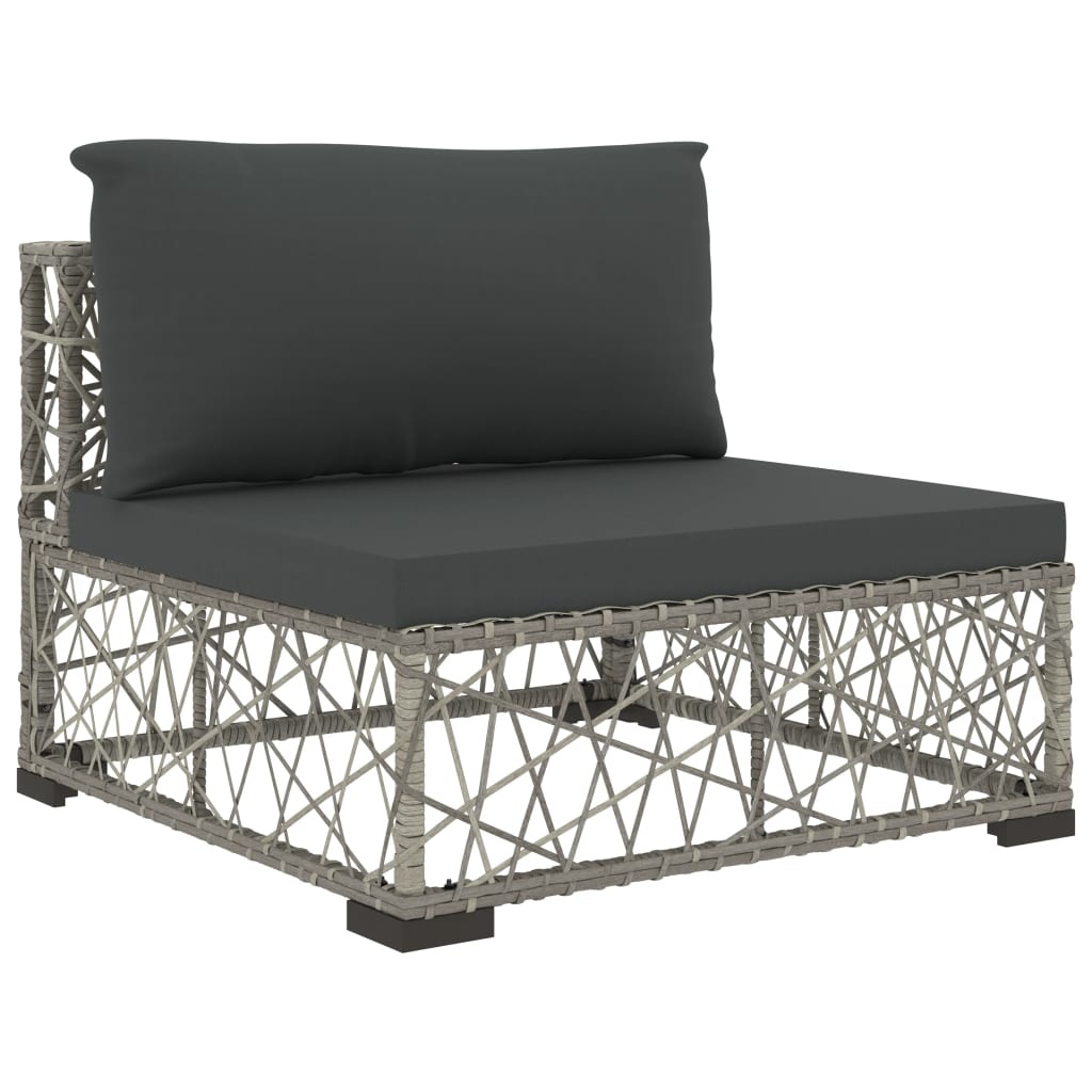 VidaXL 6-delige Loungeset met kussens poly rattan grijs