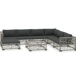 VidaXL 8-delige Loungeset met kussens poly rattan grijs