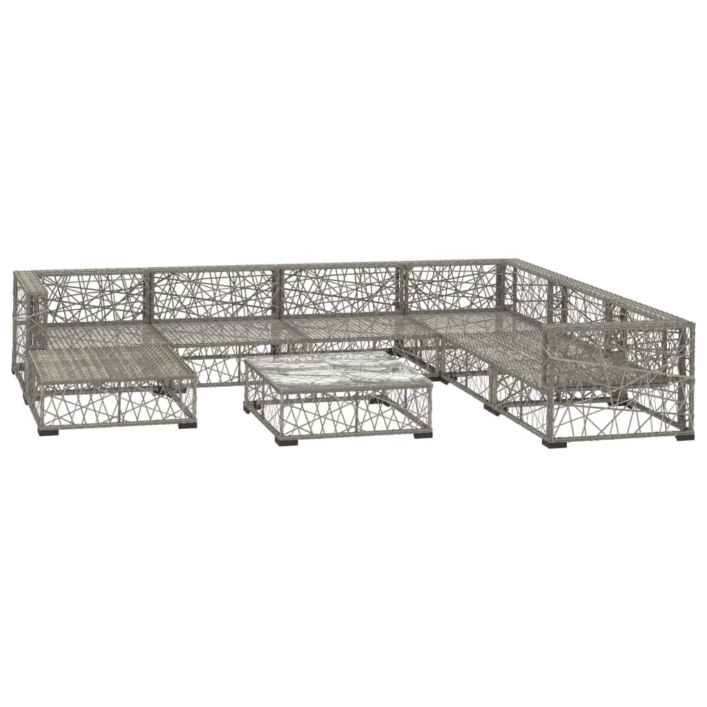 VidaXL 8-delige Loungeset met kussens poly rattan grijs
