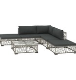 VidaXL 6-delige Loungeset met kussens poly rattan grijs