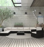 VidaXL 11-delige Loungeset met kussens poly rattan zwart