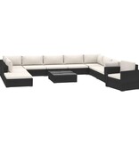 VidaXL 11-delige Loungeset met kussens poly rattan zwart