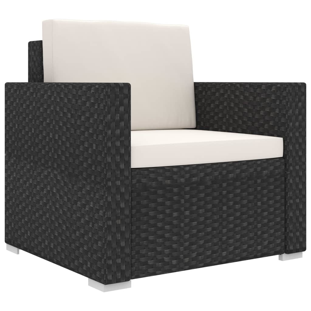 VidaXL 11-delige Loungeset met kussens poly rattan zwart