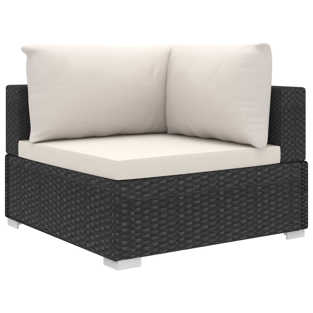 VidaXL 11-delige Loungeset met kussens poly rattan zwart