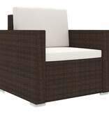 VidaXL 11-delige Loungeset met kussens poly rattan bruin