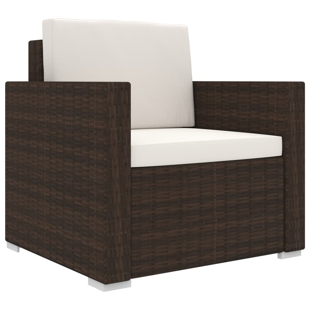 VidaXL 11-delige Loungeset met kussens poly rattan bruin
