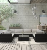 VidaXL 9-delige Loungeset met kussens poly rattan zwart