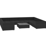 VidaXL 9-delige Loungeset met kussens poly rattan zwart