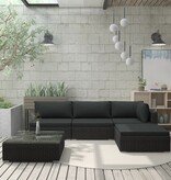 VidaXL 5-delige Loungeset met kussens poly rattan zwart