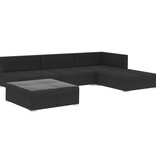 VidaXL 5-delige Loungeset met kussens poly rattan zwart