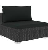 VidaXL 5-delige Loungeset met kussens poly rattan zwart