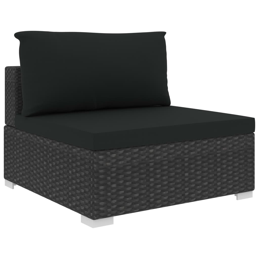 VidaXL 5-delige Loungeset met kussens poly rattan zwart