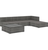 VidaXL 5-delige Loungeset met kussens poly rattan grijs