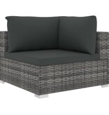VidaXL 5-delige Loungeset met kussens poly rattan grijs