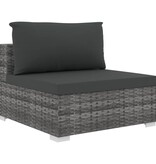 VidaXL 5-delige Loungeset met kussens poly rattan grijs