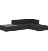 VidaXL 4-delige Loungeset met kussens poly rattan zwart