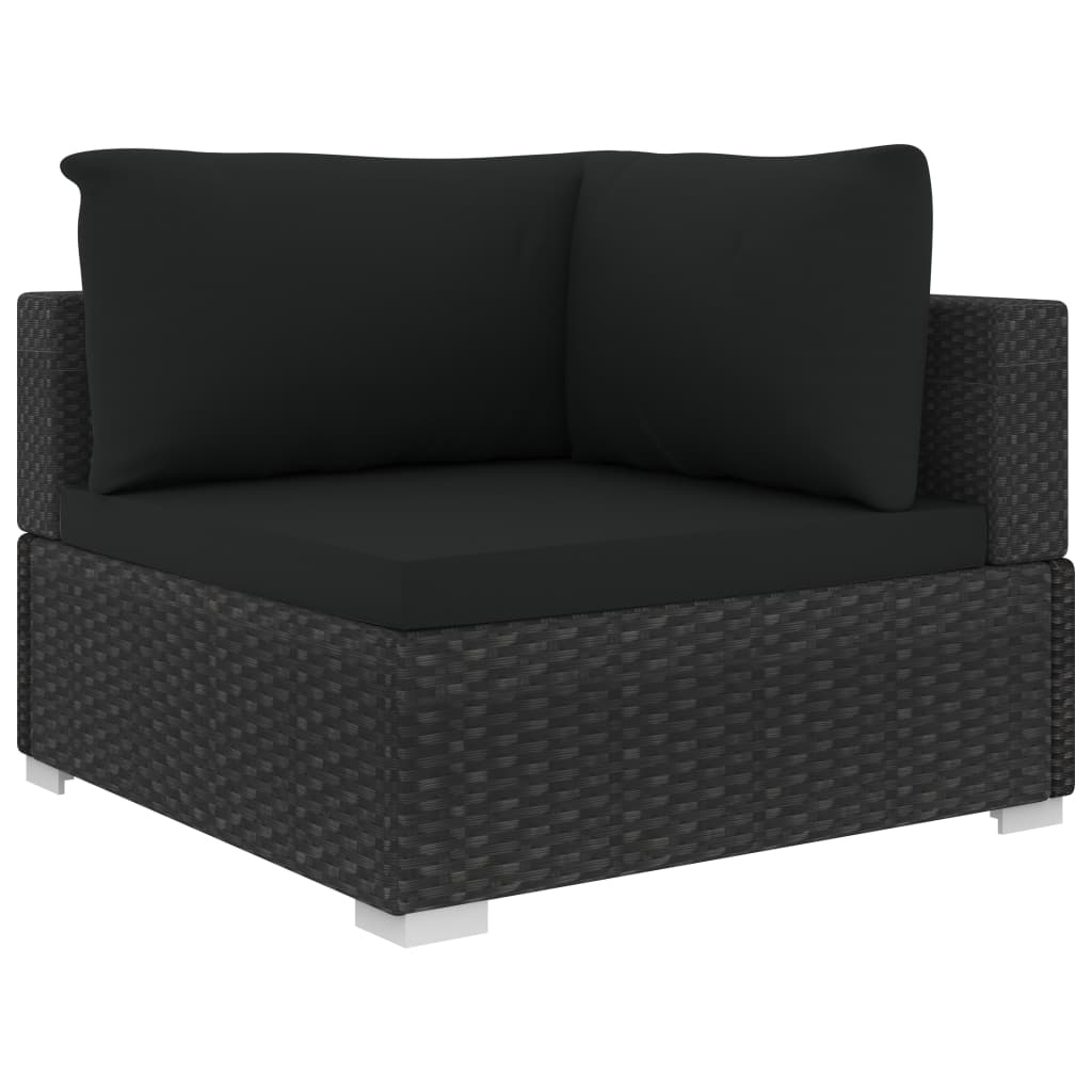 VidaXL 4-delige Loungeset met kussens poly rattan zwart