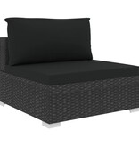 VidaXL 4-delige Loungeset met kussens poly rattan zwart