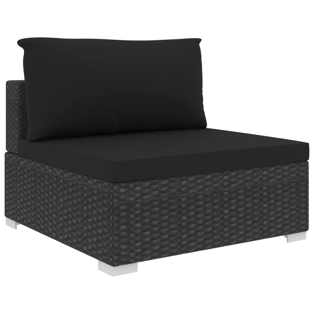 VidaXL 4-delige Loungeset met kussens poly rattan zwart