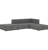 VidaXL 4-delige Loungeset met kussens poly rattan grijs