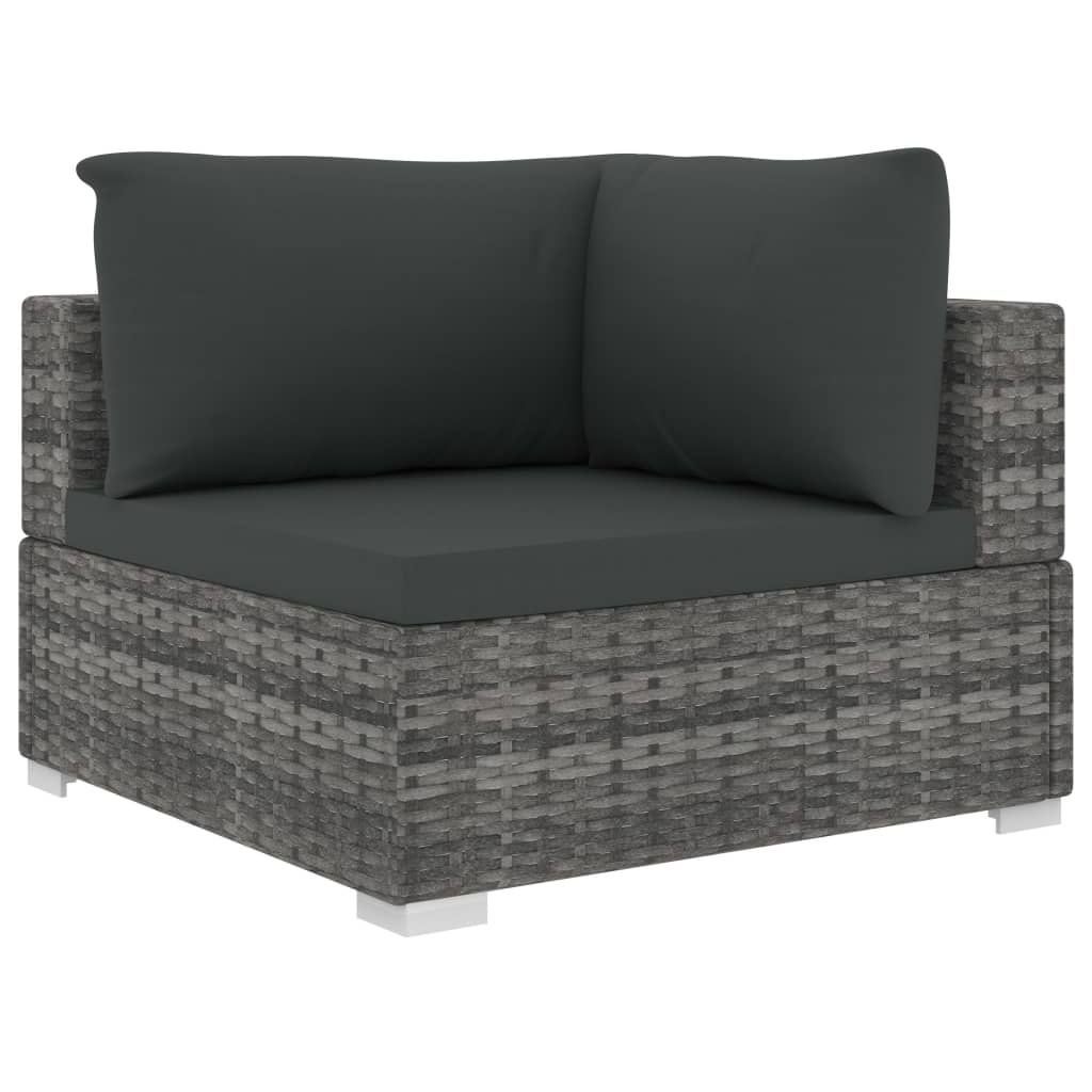 VidaXL 4-delige Loungeset met kussens poly rattan grijs