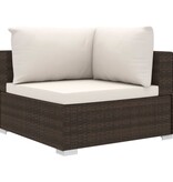 VidaXL 4-delige Loungeset met kussens poly rattan bruin