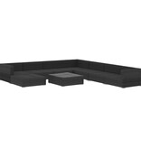 VidaXL 9-delige Loungeset met kussens poly rattan zwart