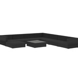 VidaXL 9-delige Loungeset met kussens poly rattan zwart